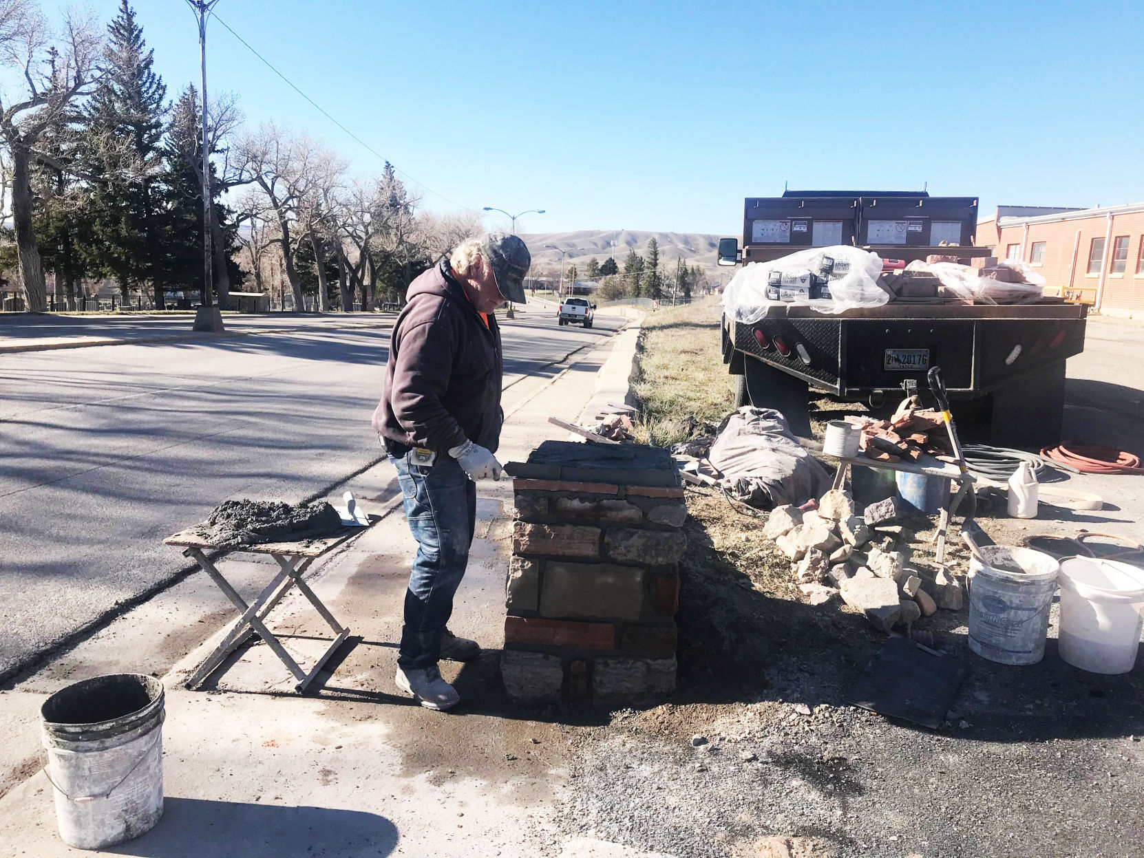 Repairing the wall at 'Old Pen'